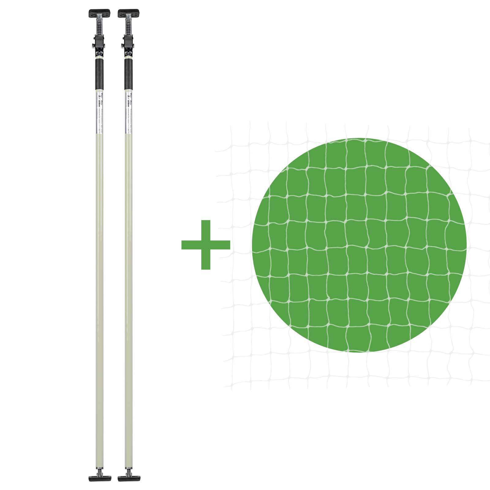 Set - Katzenschutznetz Transparent 6x3 m + 2 Teleskopstützen Weiß 160-290 cm