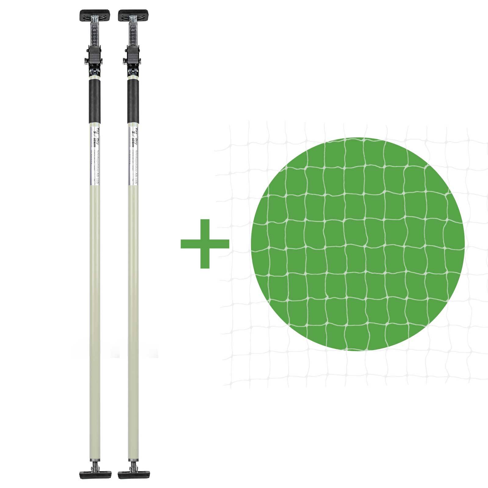 Set - Katzenschutznetz Transparent 6x3 m+ 2 Teleskopstützen Weiß 101-175 cm