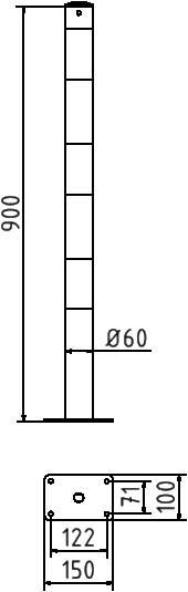 Schake Absperrpfosten aus Stahlrohr, Ø 60 mm, gelb/schwarz | Montageart: für Dübelbefestigung mit Bo