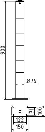 Schake Absperrpfosten aus Stahlrohr, Ø 76 mm, gelb/schwarz | Montageart: für Dübelbefestigung mit Bo