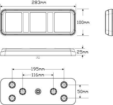 Stop/Tail, Indicator, & Reverse Lamp with Reflector - 12/24V