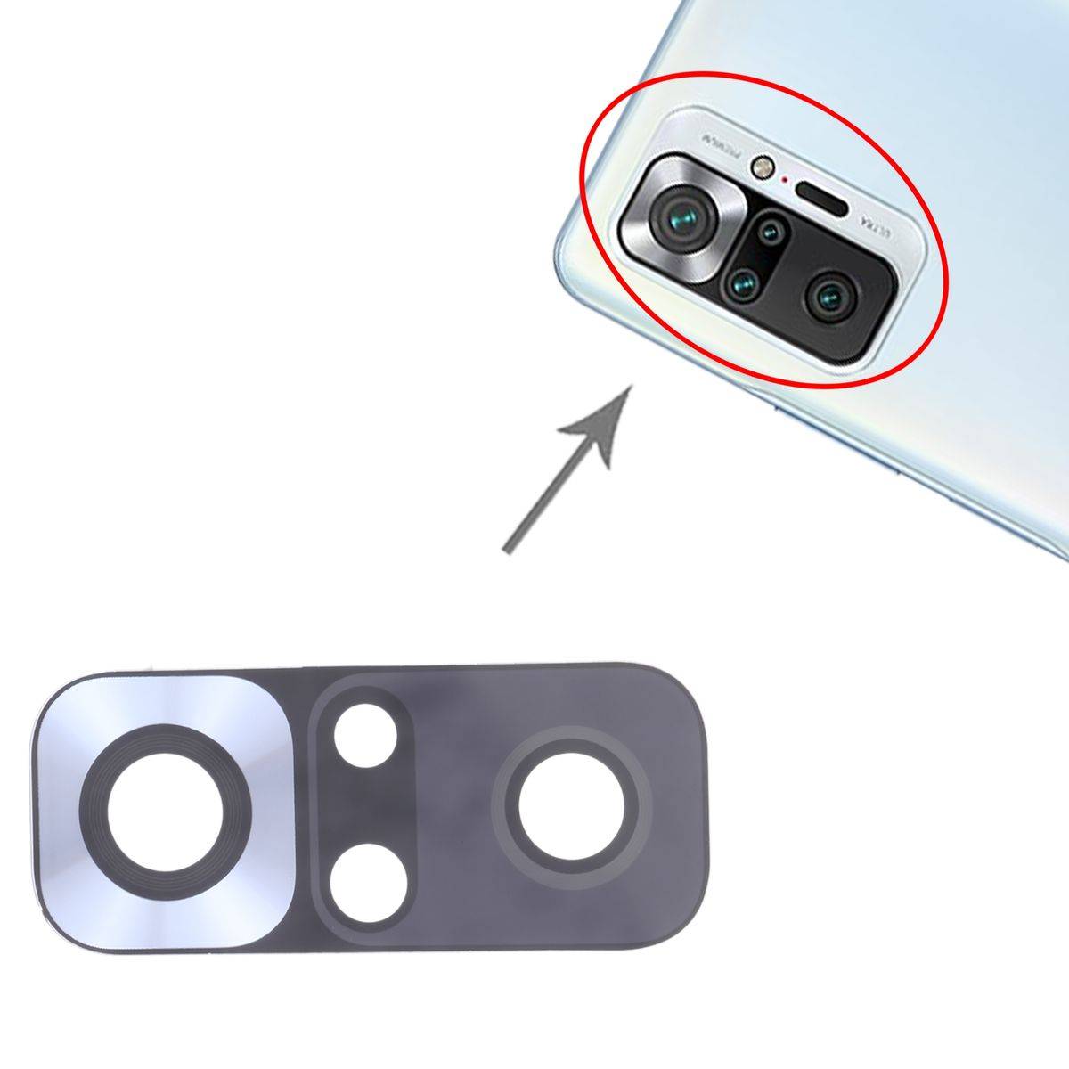 Back Rück Kamera Cam Linse Linsenglas für Xiaomi Redmi Note 10 Pro / Pro Max Ersatzteil Reparatur