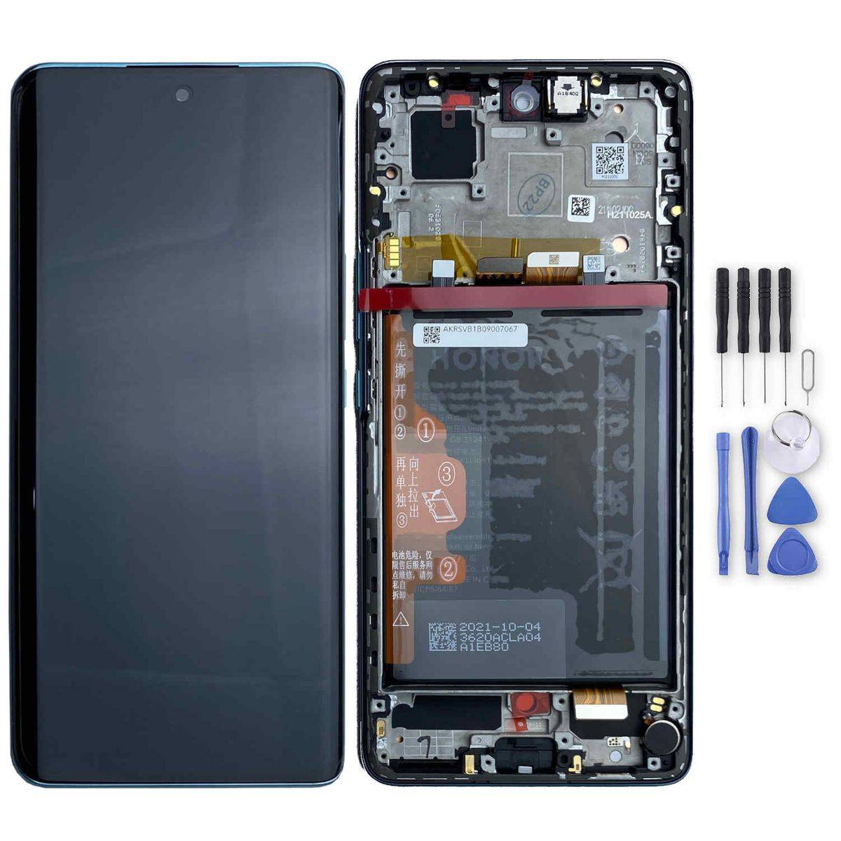 Für Honor 50 Display 02354GLW Full LCD mit Rahmen + Akku Einheit Reparatur Emerald Green / Grün