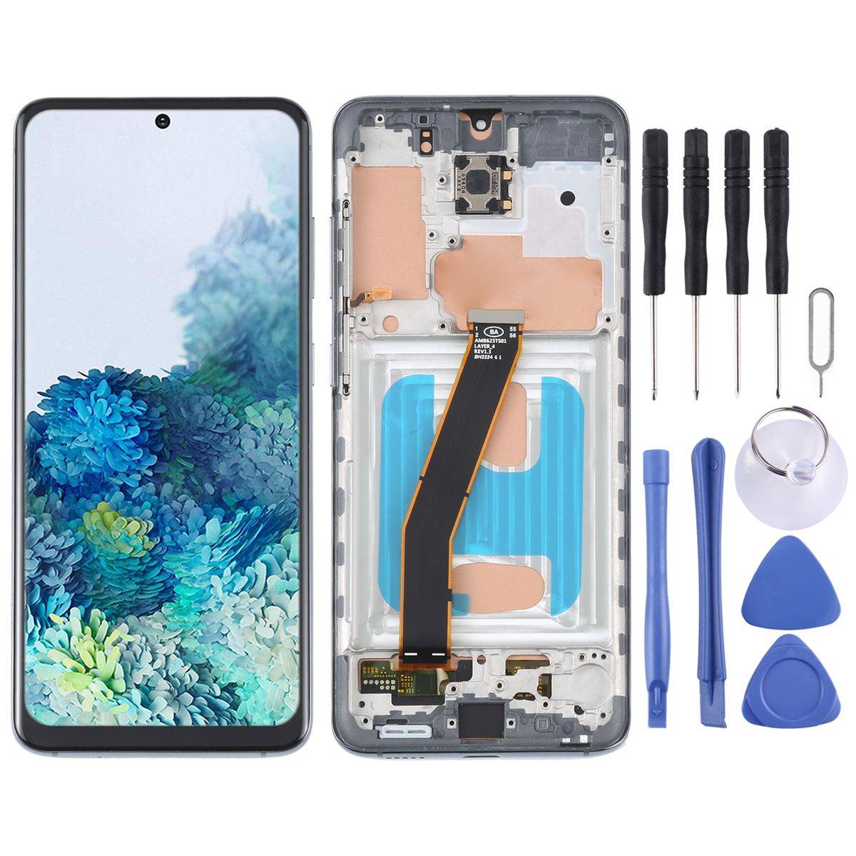 Für Samsung Galaxy S20 SM-G980 Display Full TFT LCD mit Rahmen Einheit Touch Reparatur Grau (ohne Fingerprint)