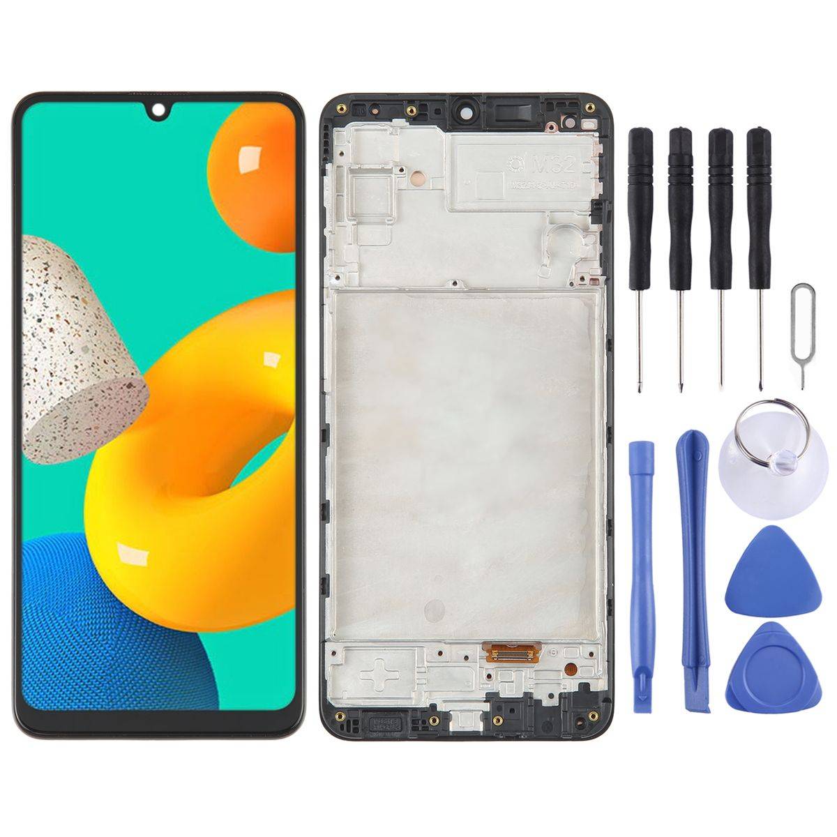 Für Samsung Galaxy M32 SM-M325 OLED LCD Display Einheit mit Rahmen Touch Ersatzteil Reparatur Zubehör