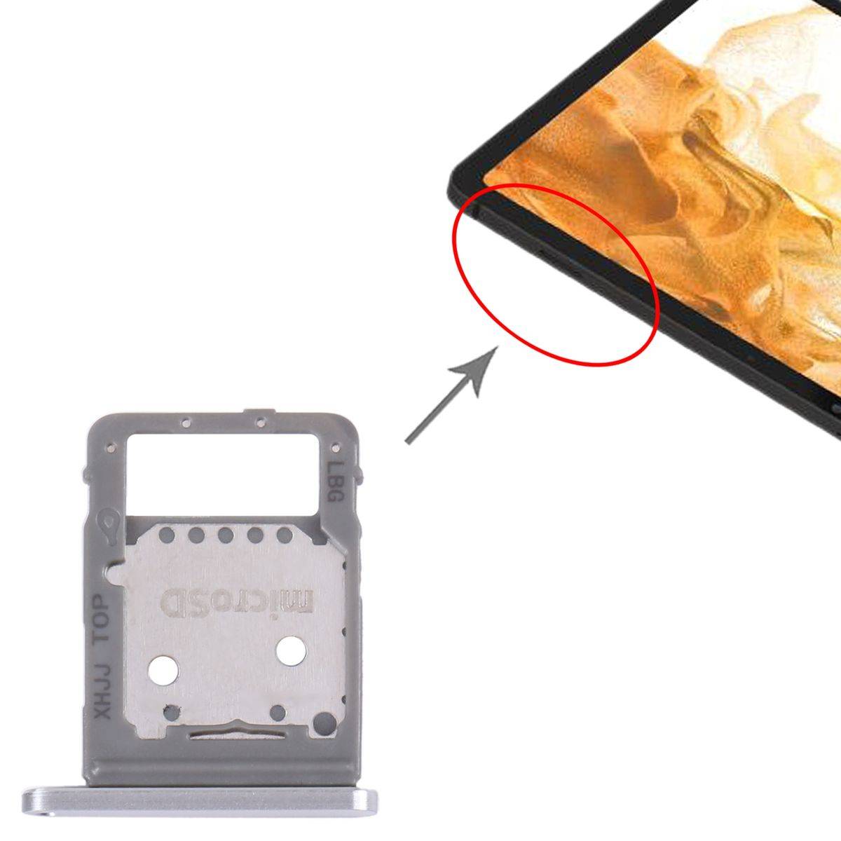 SIM + SD Karten Halter für Samsung Galaxy Tab S8 Ersatzteil Silber
