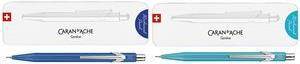CARAN D'ACHE Druckbleistift 844 Colormat-X, 0,7 mm, blau sechseckiger Schaft aus Aluminium, satiniertes Premium