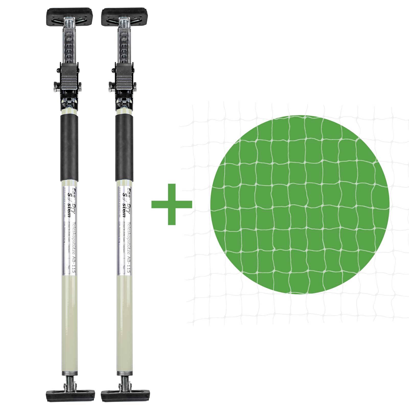 Set - Katzenschutznetz Transparent 3x2 m + 2 Teleskopstützen Weiß 65-115 cm