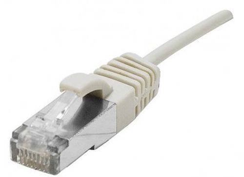 Dexlan Patchkabel Cat. 6A, S/FTP (PiMF), ultradünn, halogenfrei, mit Rastnasenschutz, grau, 0,3 m