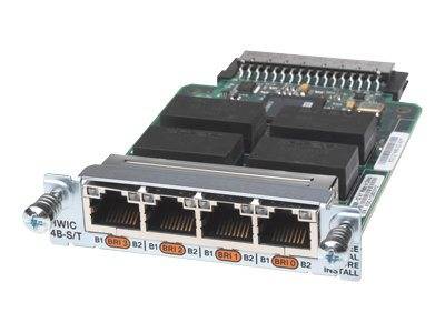 Ethernet-Netzwerkschnittstellenkarte mit vier RJ-45-Anschlüssen und einem Mehrpin-Erweiterungsanschluss.
