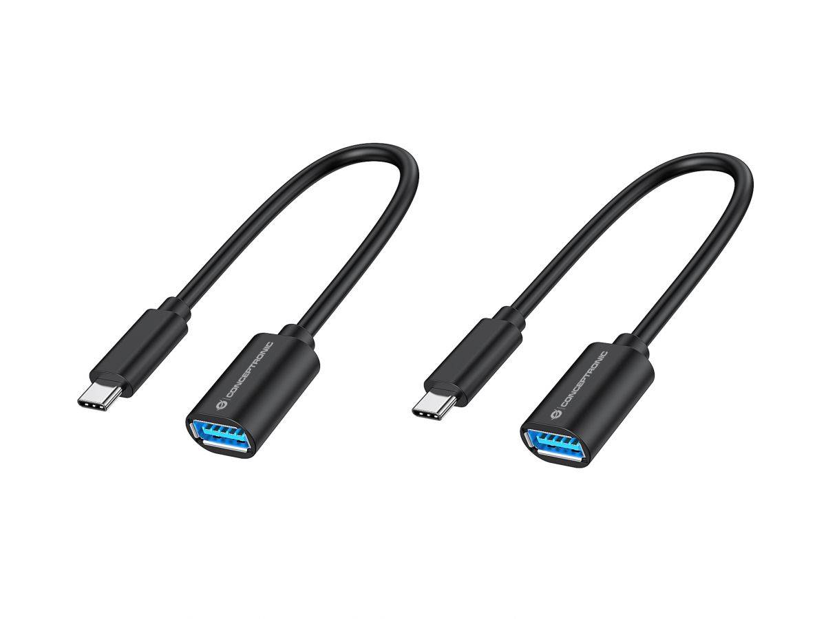 Conceptronic ABBY11B OTG-Adapter für USB-C zu USB-A 2er Pack - 20cm - 0,2 m - USB C - USB A - USB 3.2 Gen 1 (3.1 Gen 1) - 5 Gbit/s - Schwarz