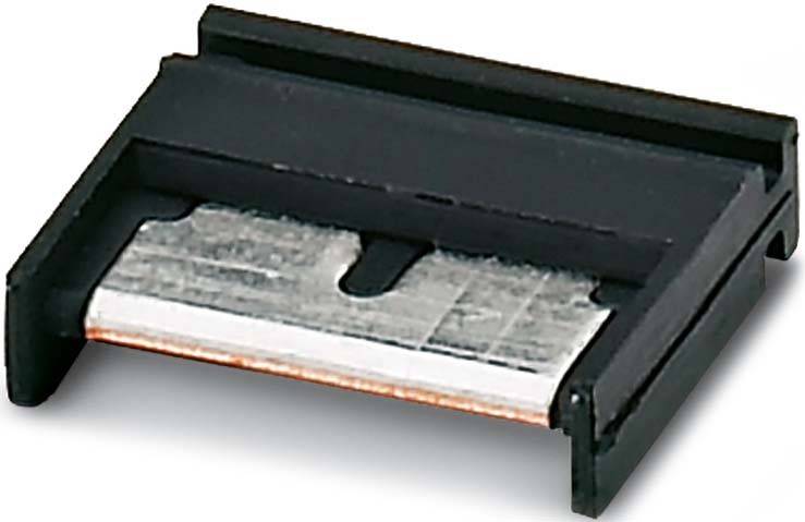 Ein Nahaufnahmefoto eines Standard-Utility-Messer-Klingenhalters aus schwarzem Kunststoff mit teilweise herausgestreckter silberner Klinge.