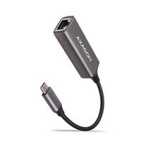 USB-C-zu-Ethernet-Adapter mit angebundenem Kabel und USB-C-Stecker, gekennzeichnet mit „AXAGON