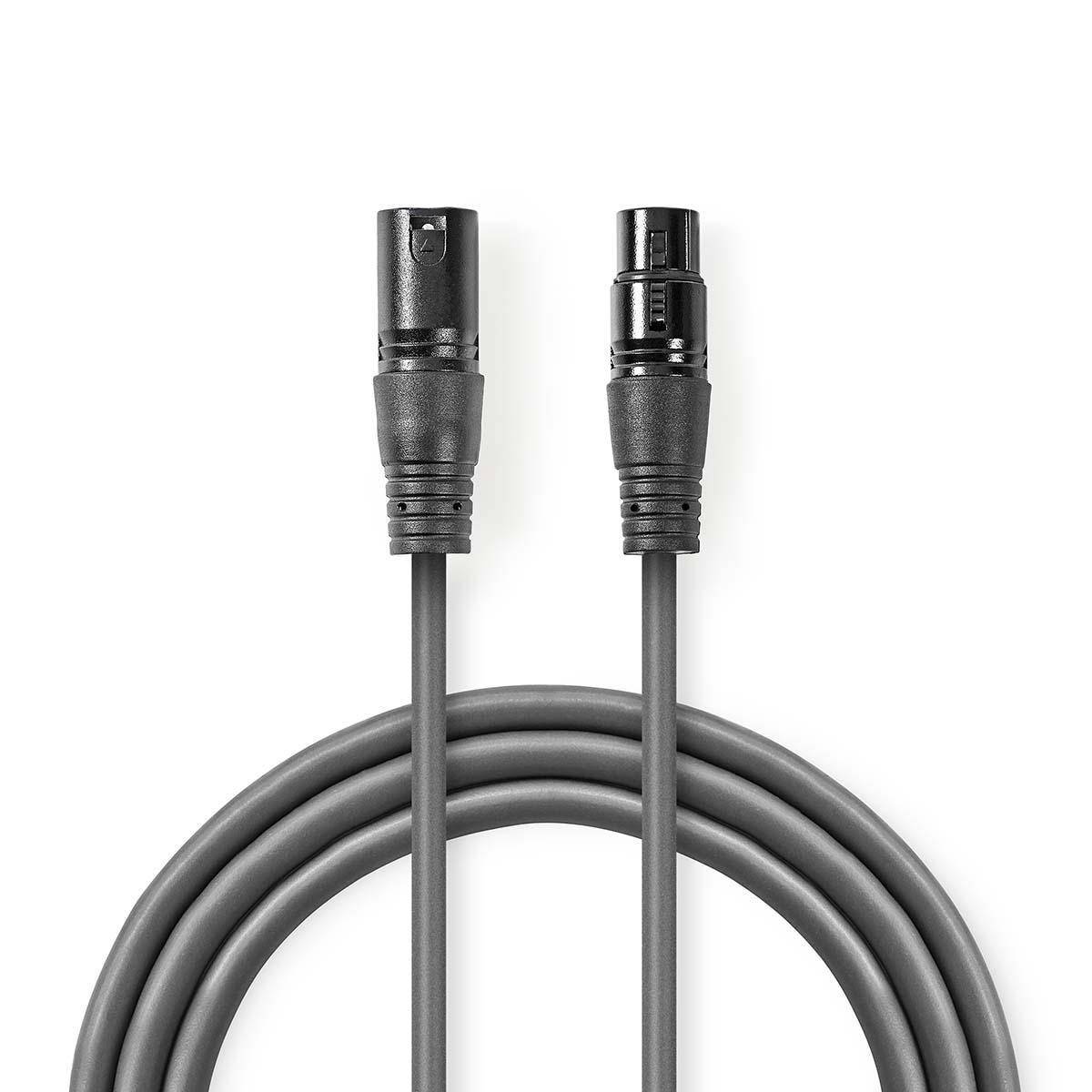 Nedis DMX-Adapterkabel XLR 3-Pins Male Female Vernikkeld 3.00 m Rond - Kabel - Audio/Multimedia