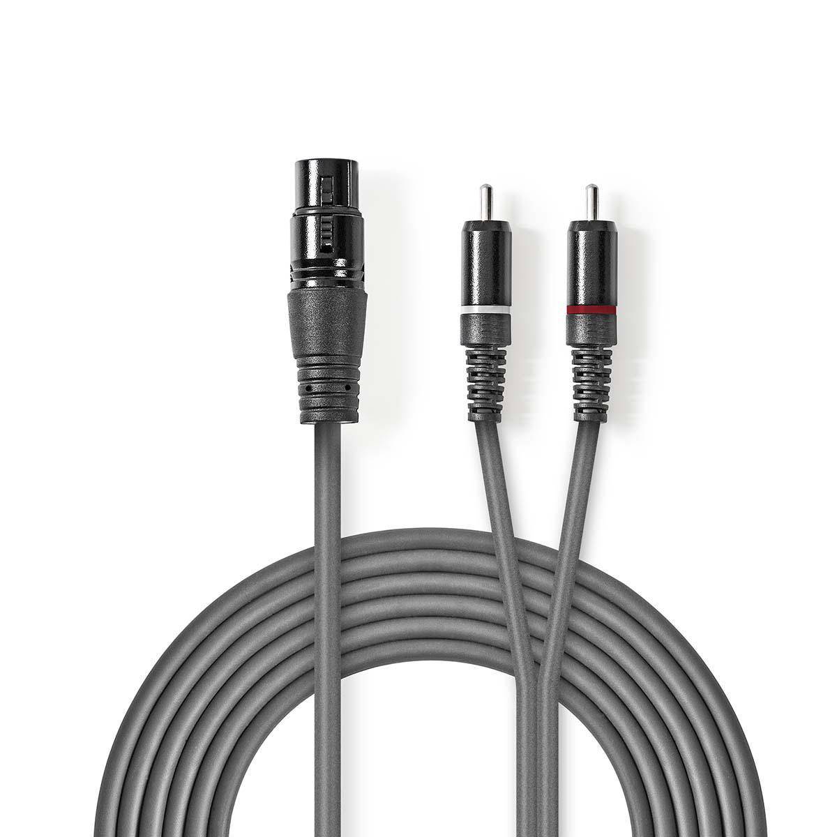 Nedis COTH15220GY30 - XLR (3-pin) - Weiblich - 2 x RCA - Männlich - 3 m - Grau