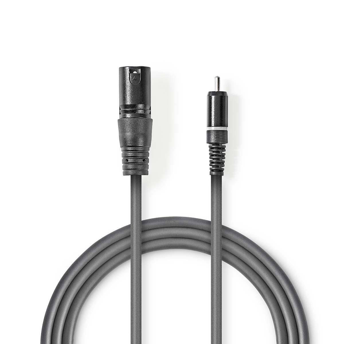 Nedis COTH15205GY15 - XLR (3-pin) - Männlich - RCA - Männlich - 1,5 m - Grau