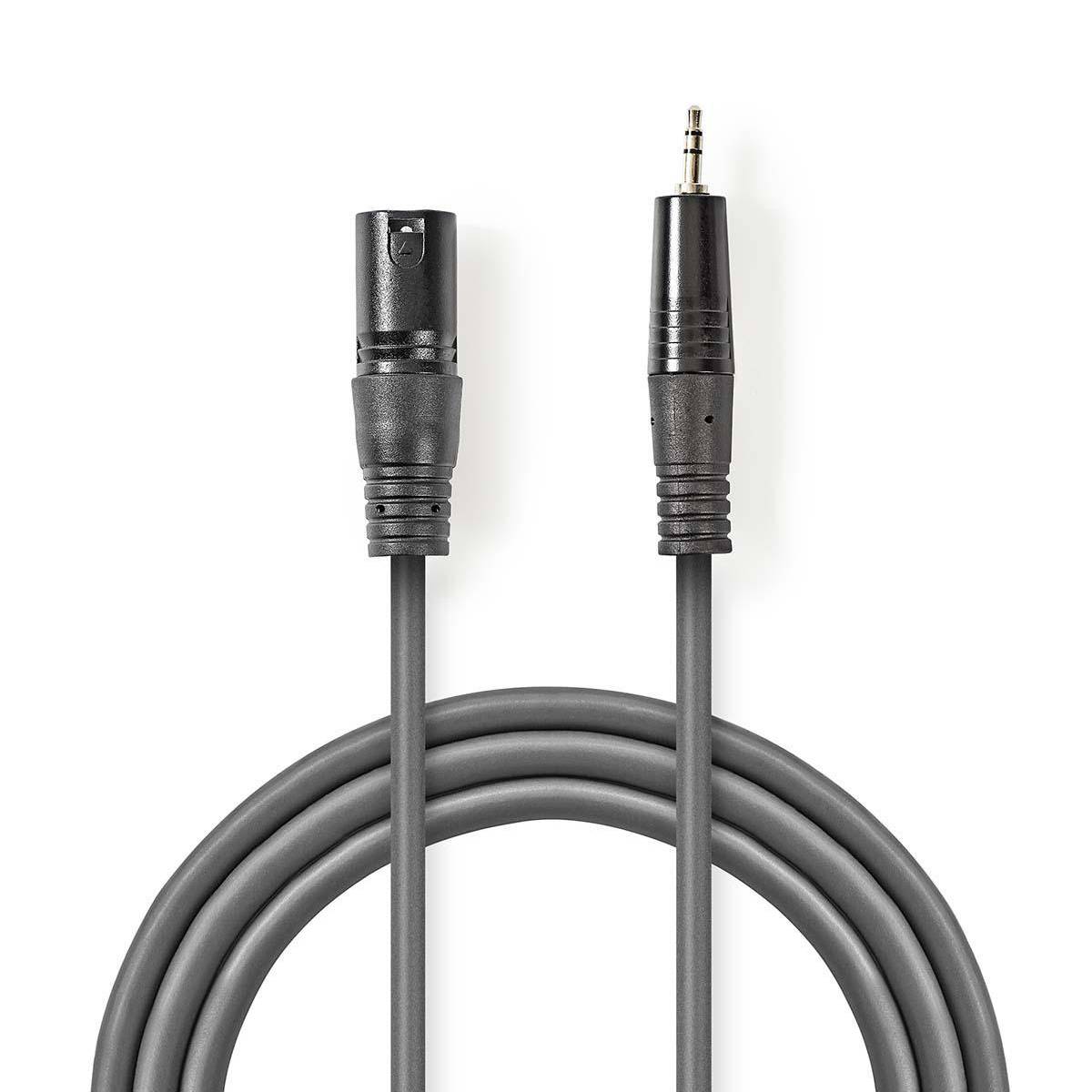 Nedis Gebalanceerde Audiokabel XLR 3-Pins Male 35 mm Vernikkeld 3.00 m/Rond - Kabel - Audio/Multimedia