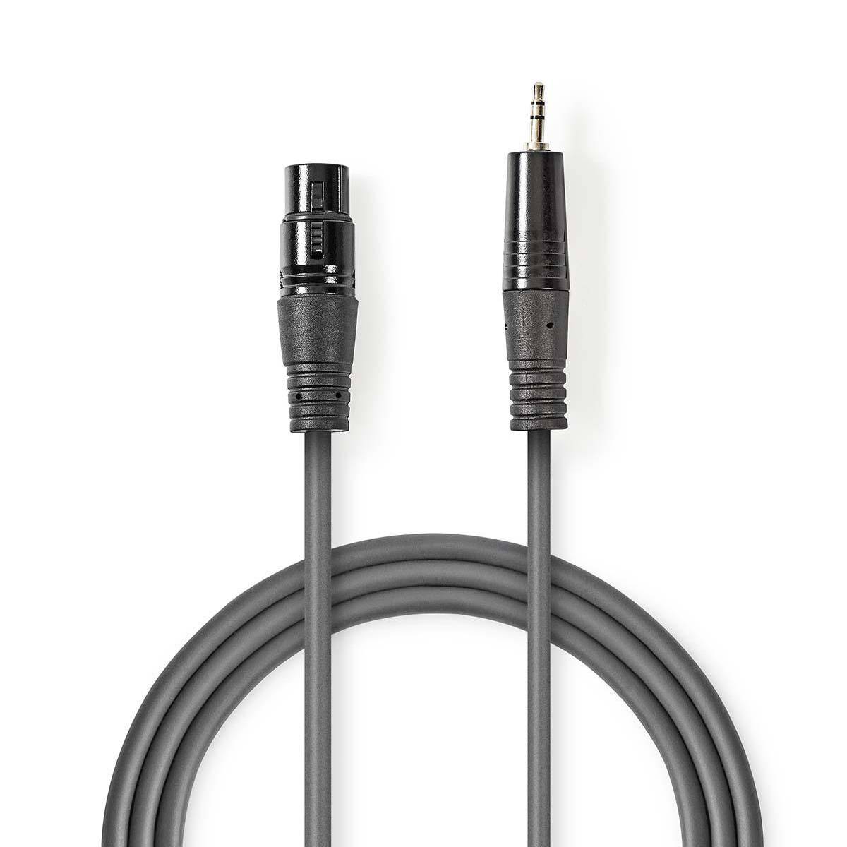 Nedis Gebalanceerde Audiokabel XLR 3-Pins Male 35 mm Vernikkeld 1.50 m/Rond - Kabel - Audio/Multimedia