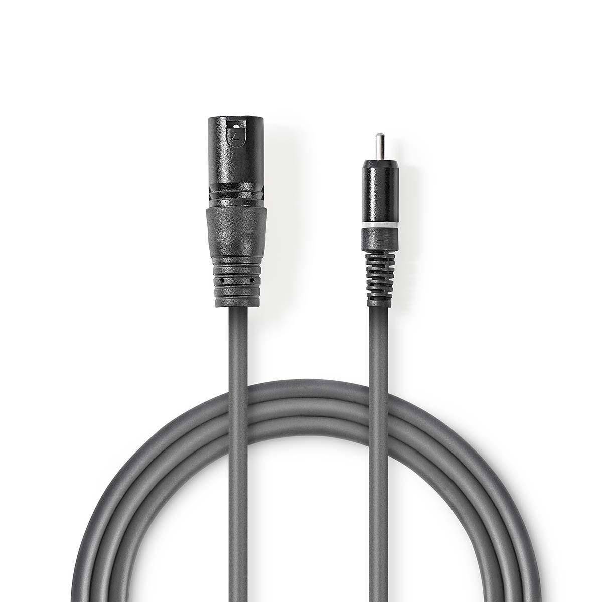 Nedis Ongebalanceerde Audiokabel XLR 3-PinsMale RCA Male Vernikkeld 3.00 m/Rond - Audio/Multimedia - 3 m