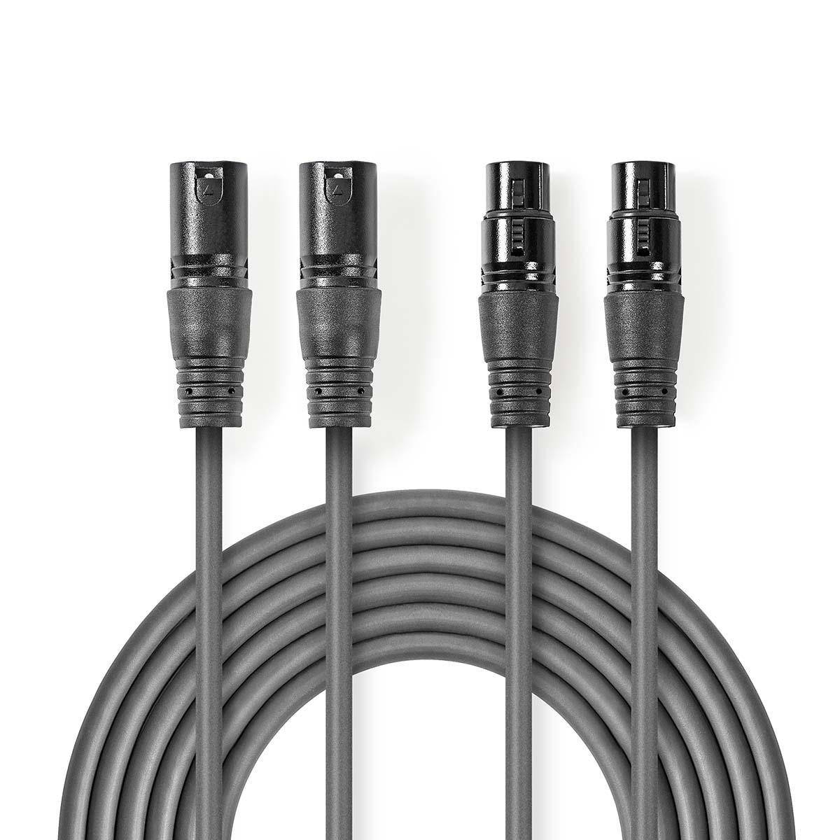 Nedis Gebalanceerde Audiokabel 2x XLR 3-Pins Male Female Vernikkeld - Kabel - Audio/Multimedia