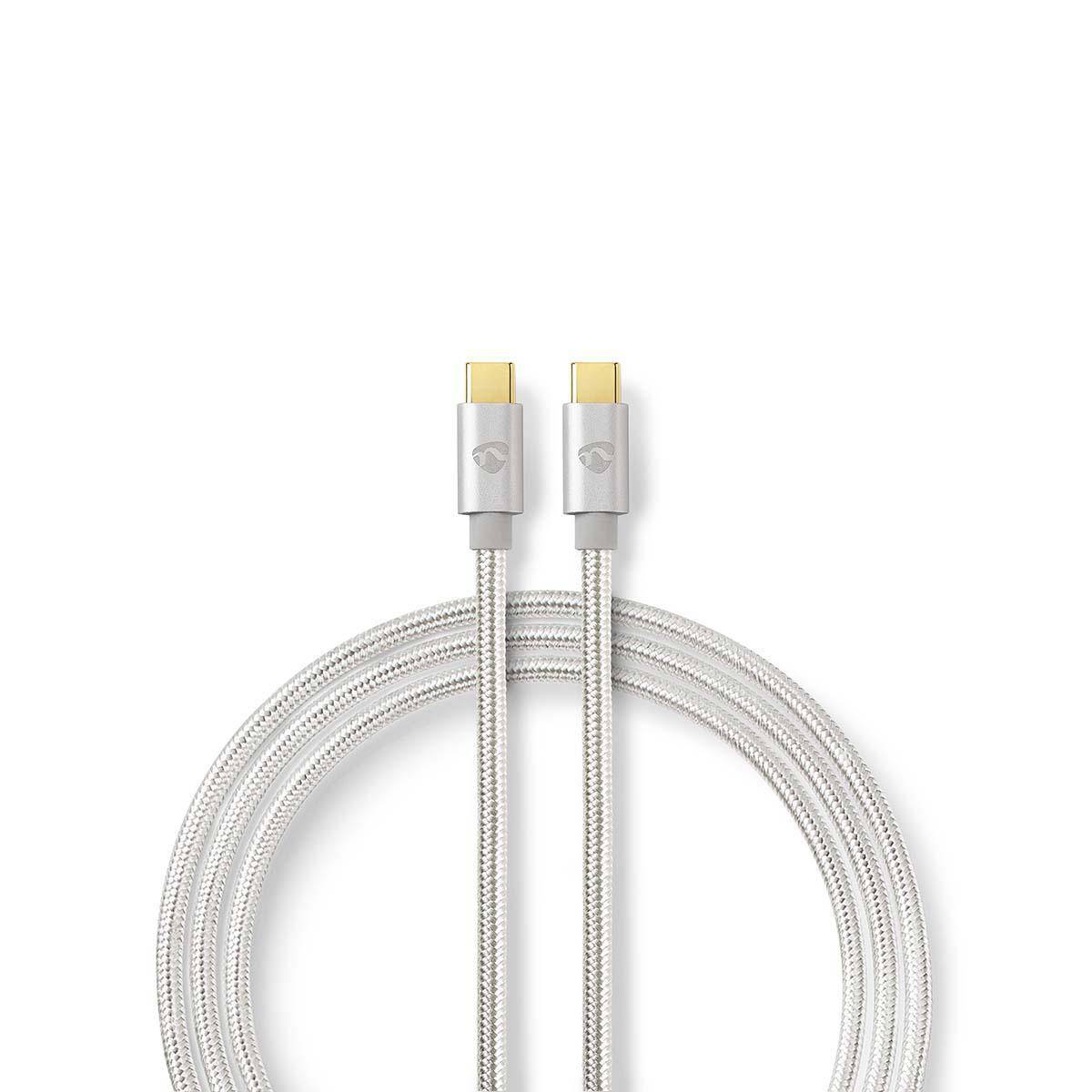 Nedis USB-Kabel| USB 2.0| USB-C™ Stecker| 10W 480 Mbps| Vergoldet| 2.00 m| rund| Geflochten/Nylon| Aluminium| Verpackung mit Sichtfenster - Kabel