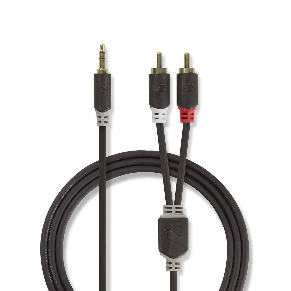 Nedis CABW22200AT10 - 3.5mm - 2 x RCA - Kupferverkleidetes Aluminium (CCA) - 1 m - Anthrazit