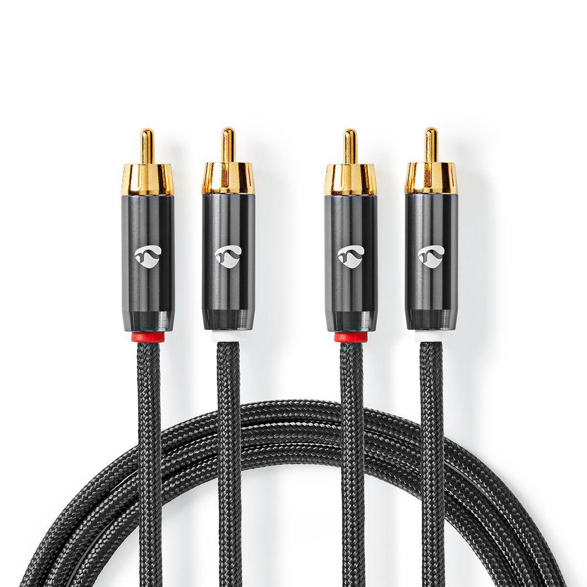 Nedis CATB24200GY20 - 2 x RCA - Männlich - 2 x RCA - Männlich - 2 m - Grau