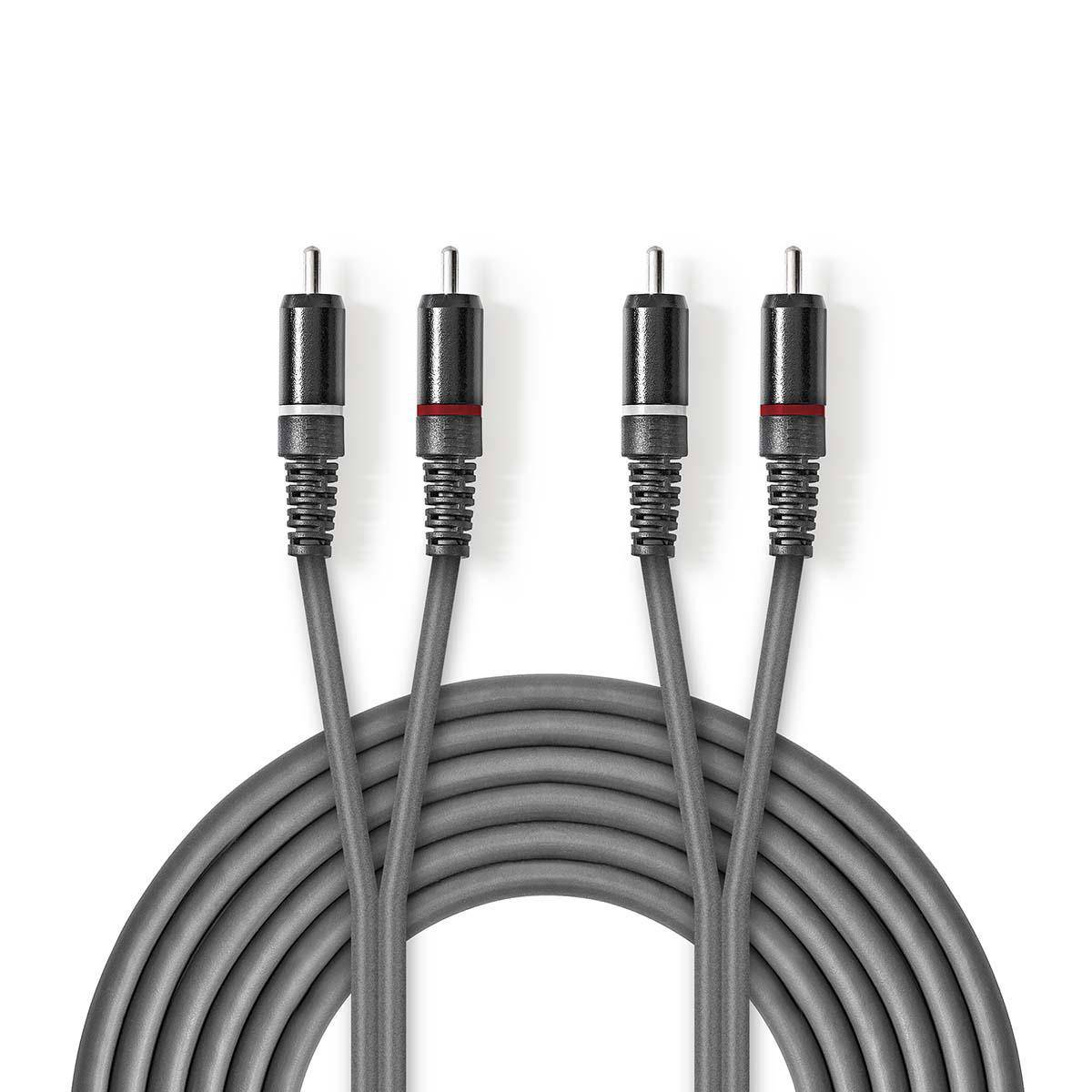Nedis Stereo-Audiokabel 2x RCA Male Vernikkeld 3.00 m Rond - Audio/Multimedia