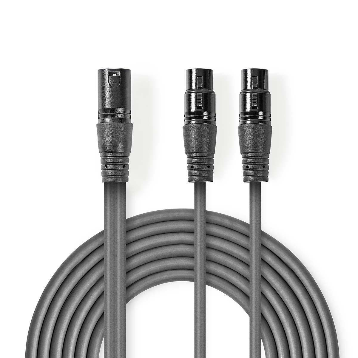 Nedis COTH15025GY15 - XLR (3-pin) - 2 x XLR (3-pin) - Kupfer - 1,5 m - Grau