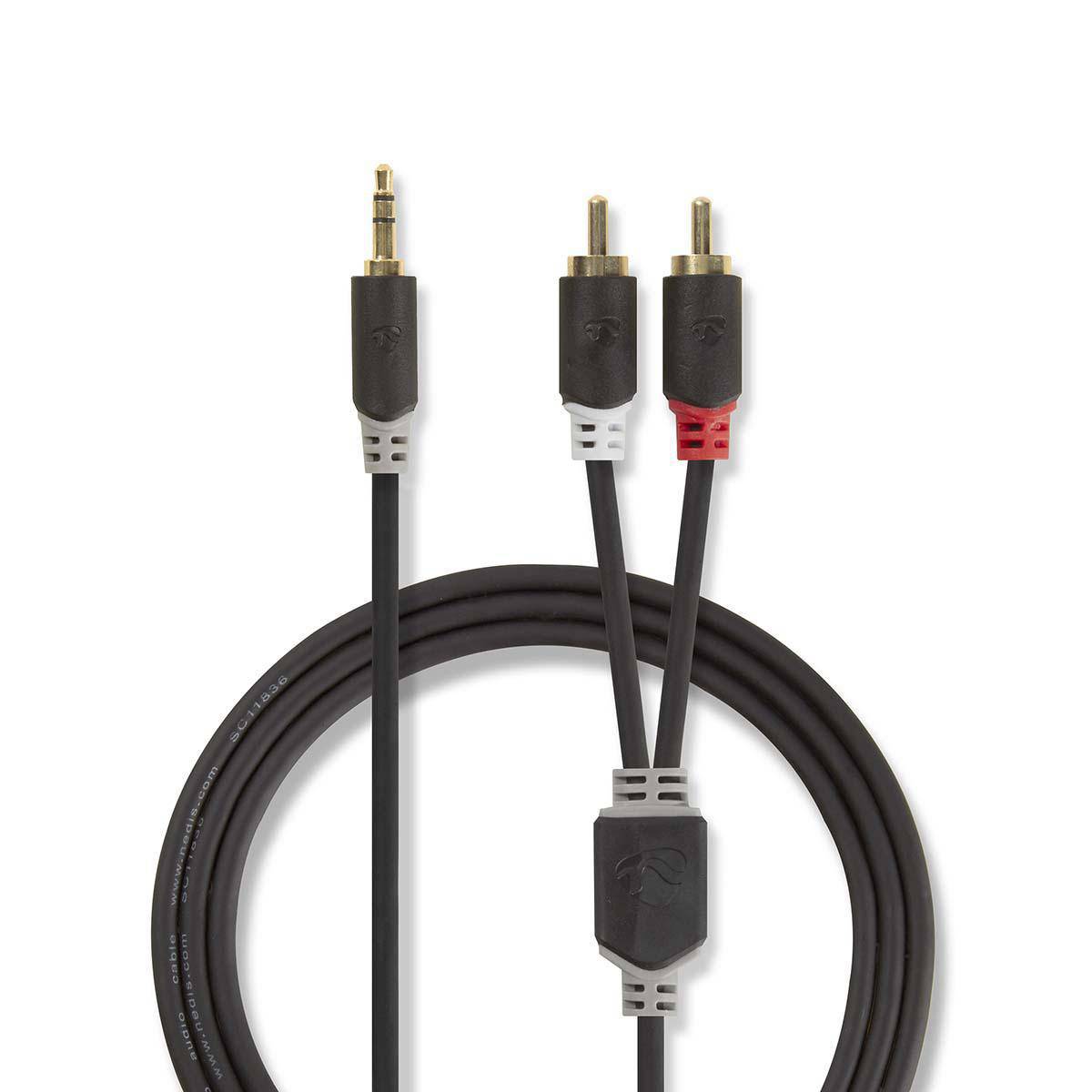 Nedis Stereo-Audiokabel 35 mm Male 2x RCAMale Verguld 10.0 m Rond Antraciet - Kabel - Audio/Multimedia