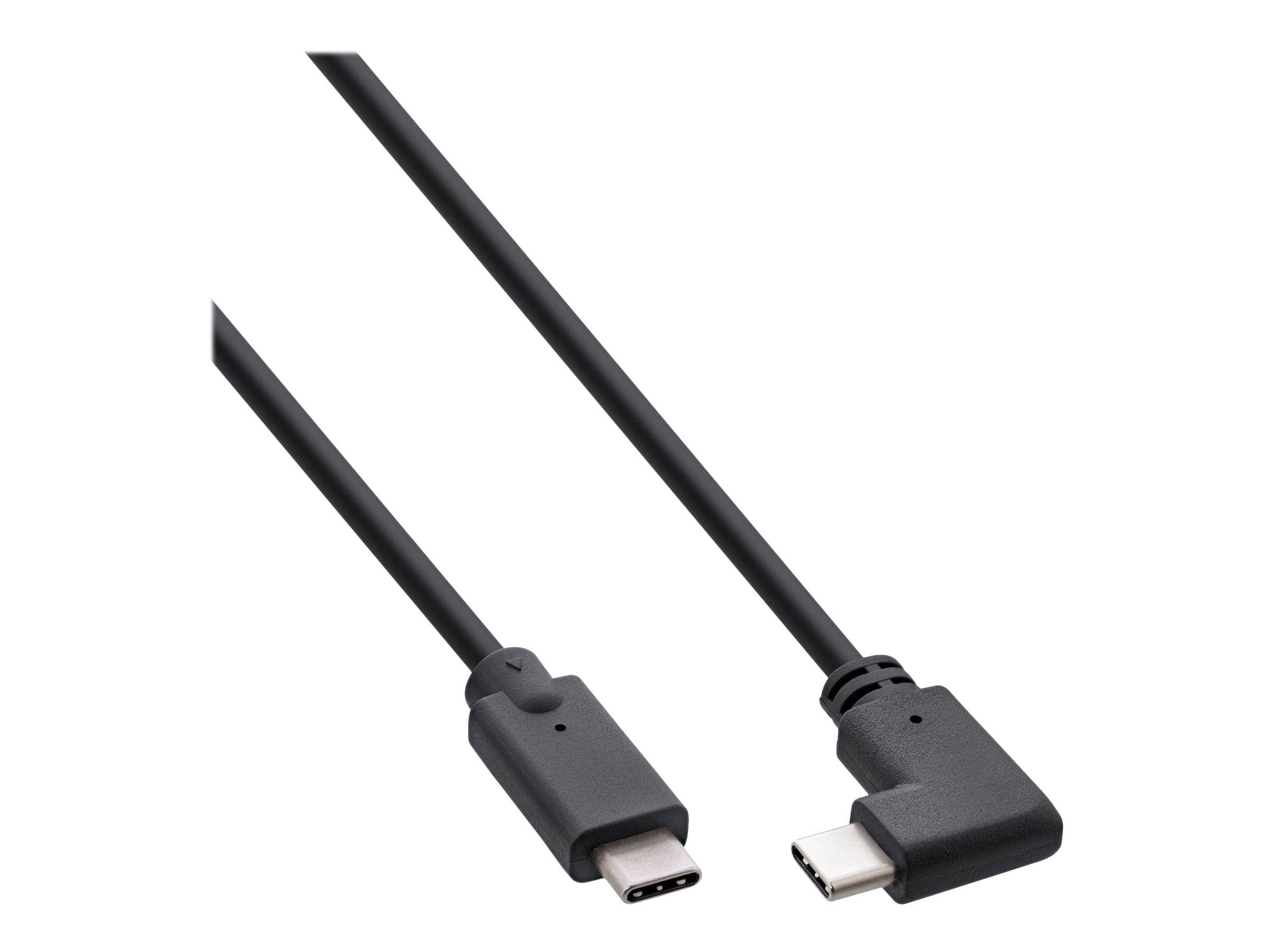 INLINE - USB 3.2 Gen.2 Kabel - USB-C Stecker/Stecker gewinkelt - schwarz - 1,5m