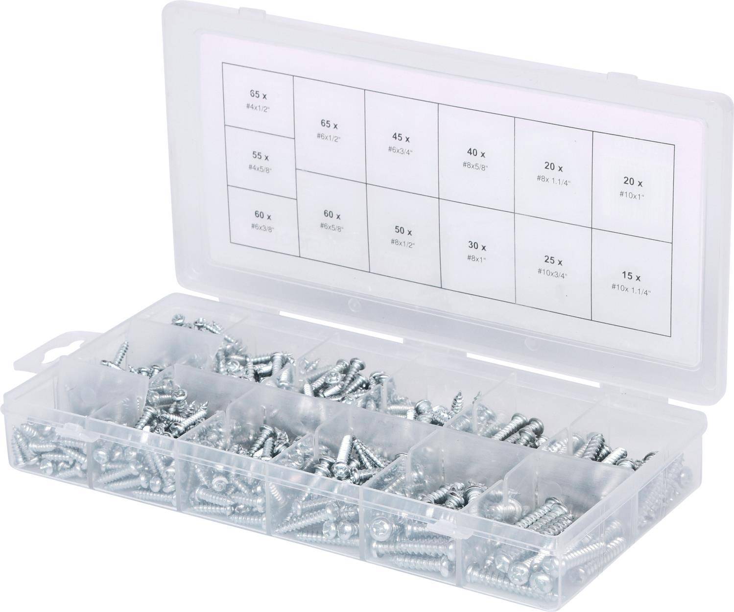 KS TOOLS Sortiment Linsenkopf-Blechtreibschrauben, 550-tlg