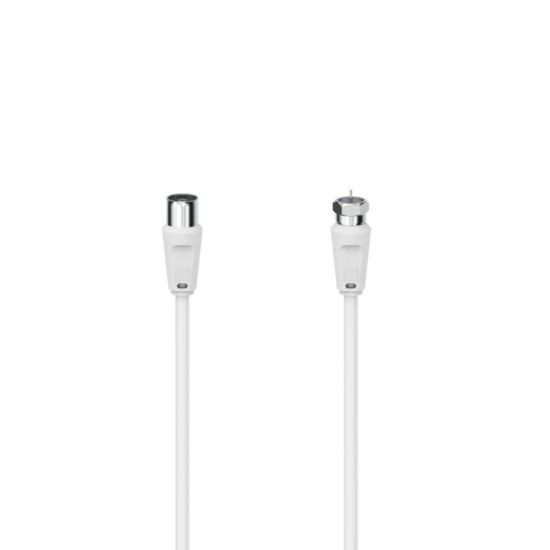 Hama SAT-Anschlusskabel F-Stecker - Koax-Kupplung 3.0 m 90 dB Weiß - Antenne/TV - Netzwerk