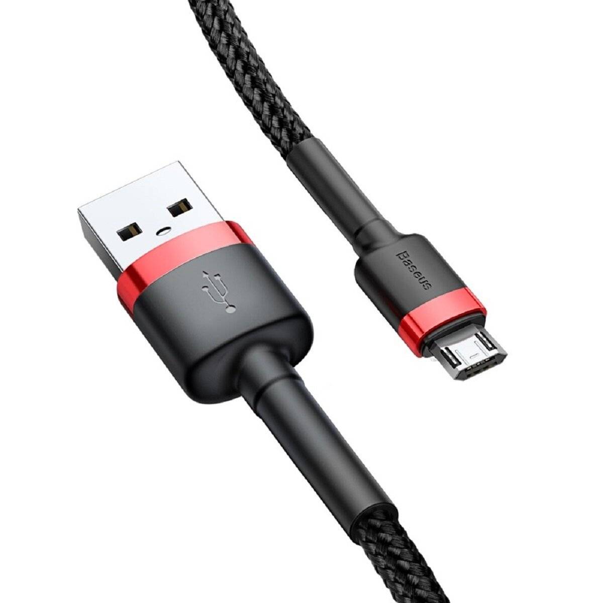 Baseus USB zu Micro USB Kabel – 2m Ladekabel in Schwarz-Rot für schnelles Laden