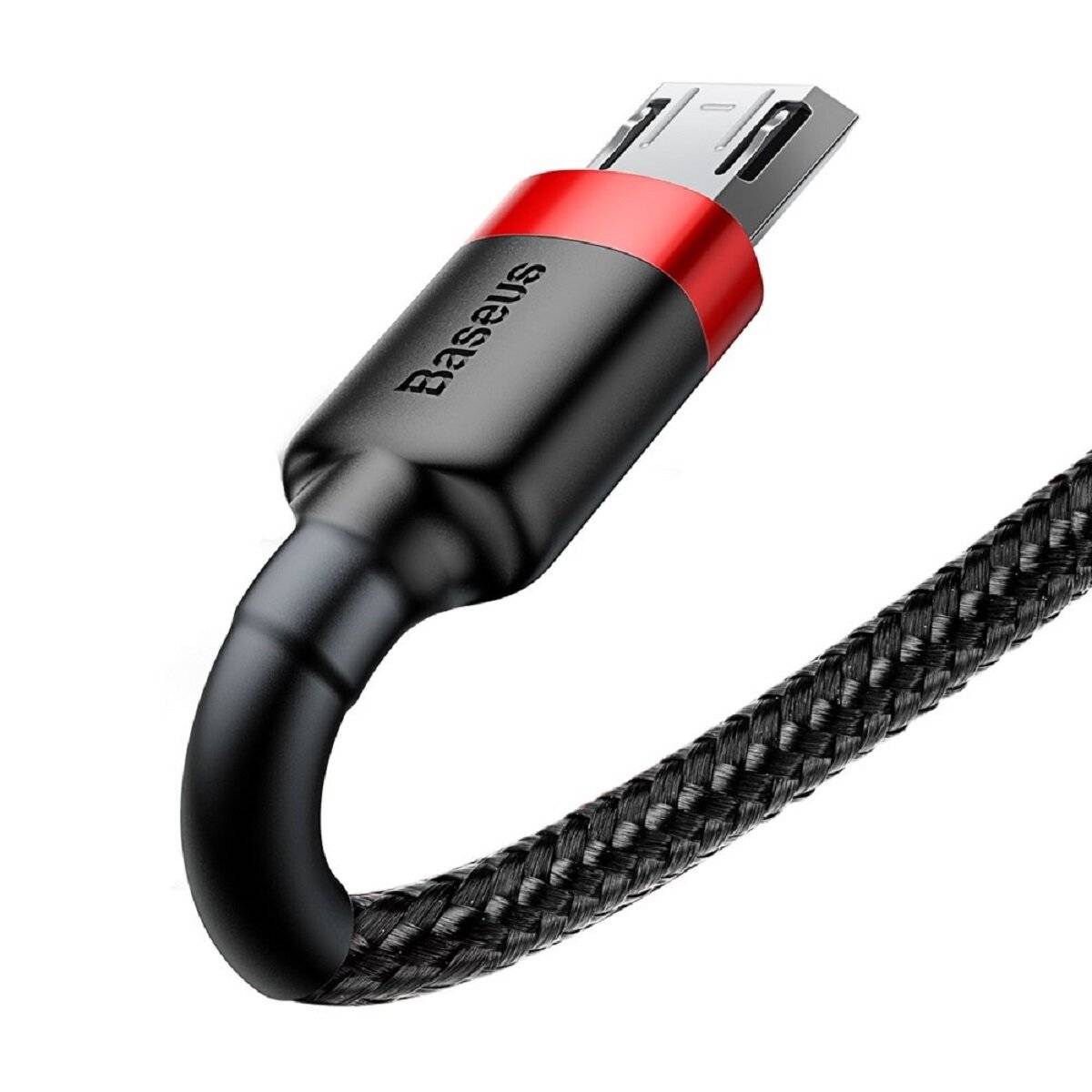 Baseus USB zu Micro USB Kabel – 2m Ladekabel in Schwarz-Rot für schnelles Laden