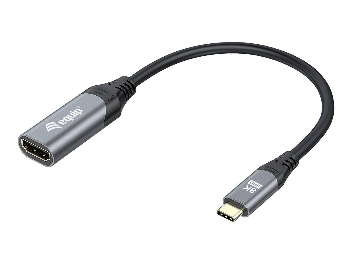 Equip Adapterkabel - 24 pin USB-C männlich zu HDMI weiblich - 15 cm - Grau - 1080p-Unterstützung, unterstützt 8K UHD (7680 x 4320)