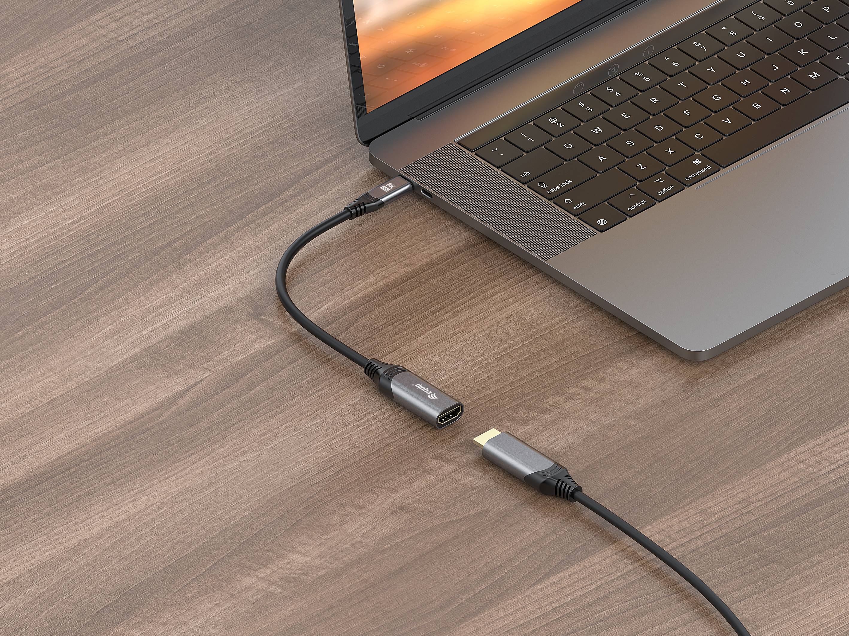 Equip Adapterkabel - 24 pin USB-C männlich zu HDMI weiblich - 15 cm - Grau - 1080p-Unterstützung, unterstützt 8K UHD (7680 x 4320)