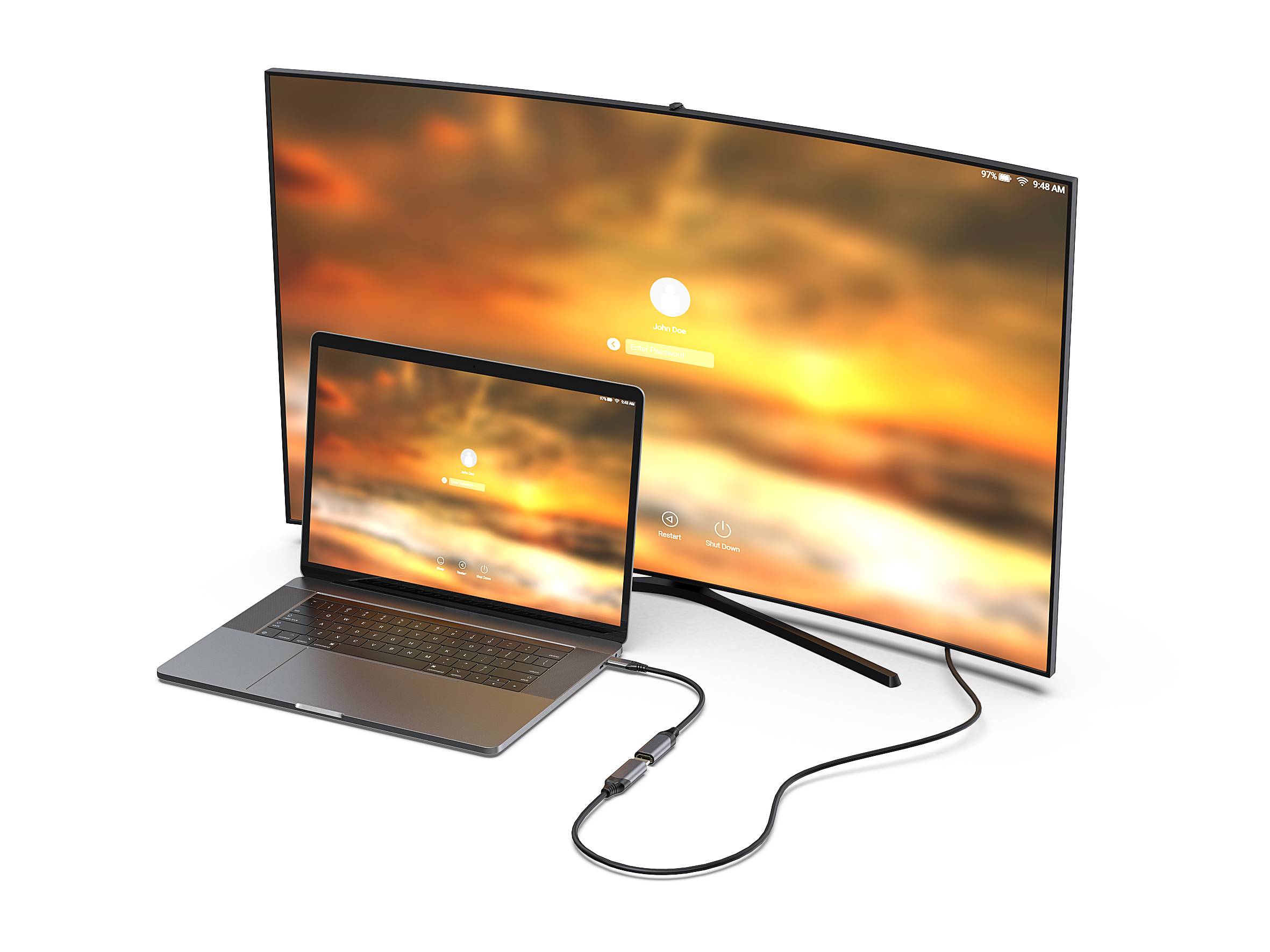 Equip Adapterkabel - 24 pin USB-C männlich zu HDMI weiblich - 15 cm - Grau - 1080p-Unterstützung, unterstützt 8K UHD (7680 x 4320)