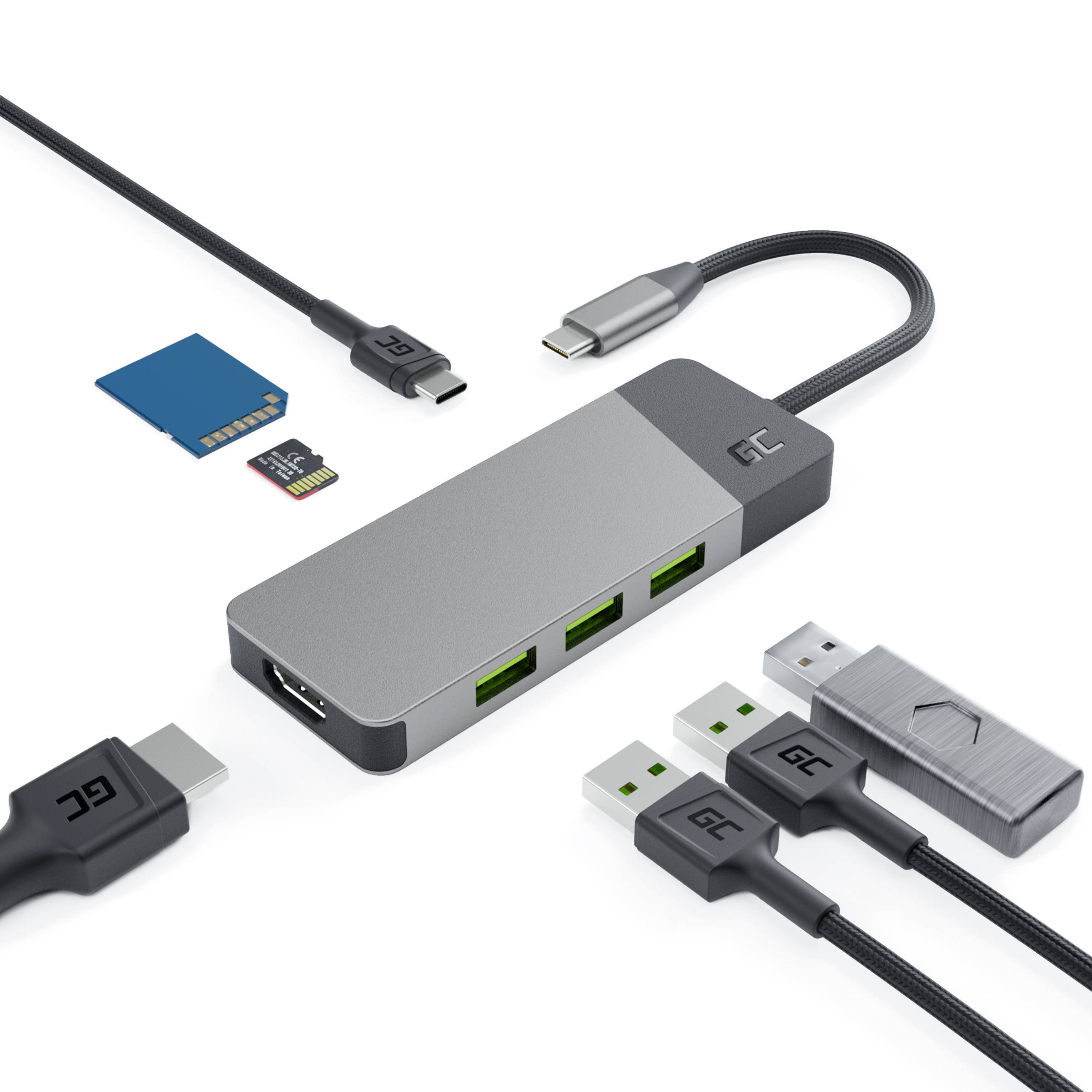 Adapter HUB GC Connect 7in1 - 3xUSB-A 3.1 - HDMI 4K - 60Hz - USB-C - 85W
