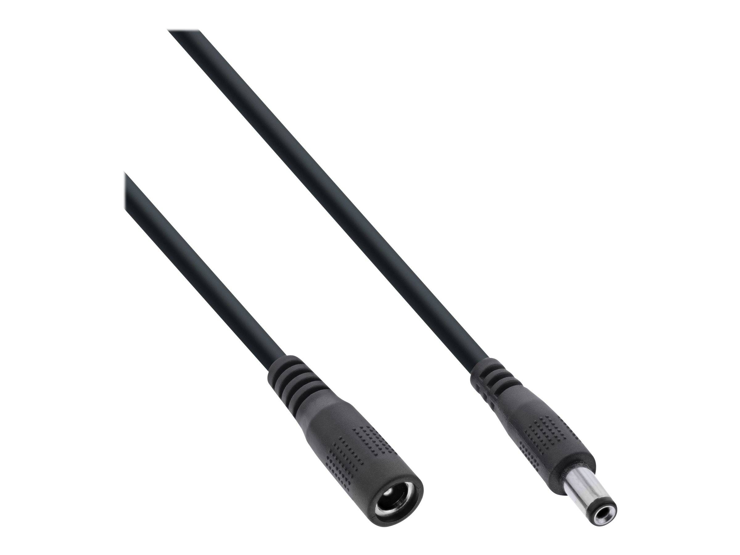 INLINE - DC Verlängerungskabel - DC Stecker/Buchse 5,5x2,1mm - AWG 18 - schwarz - 1m