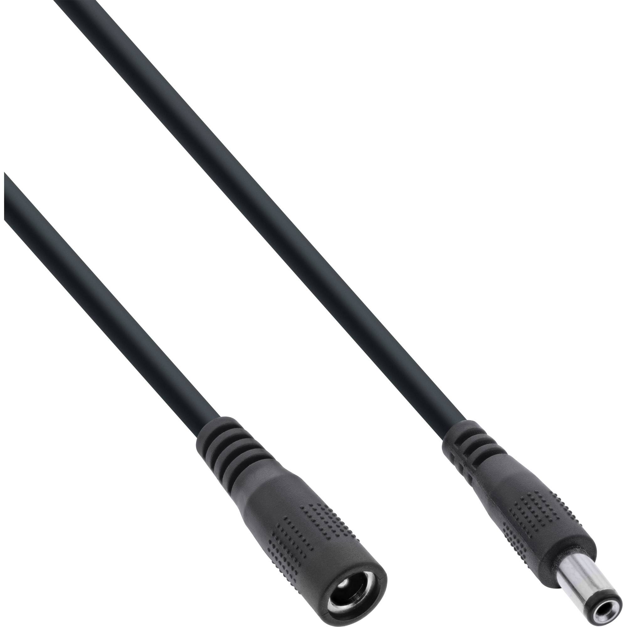 INLINE - DC Verlängerungskabel - DC Stecker/Buchse 5,5x2,1mm - AWG 18 - schwarz 0,5m