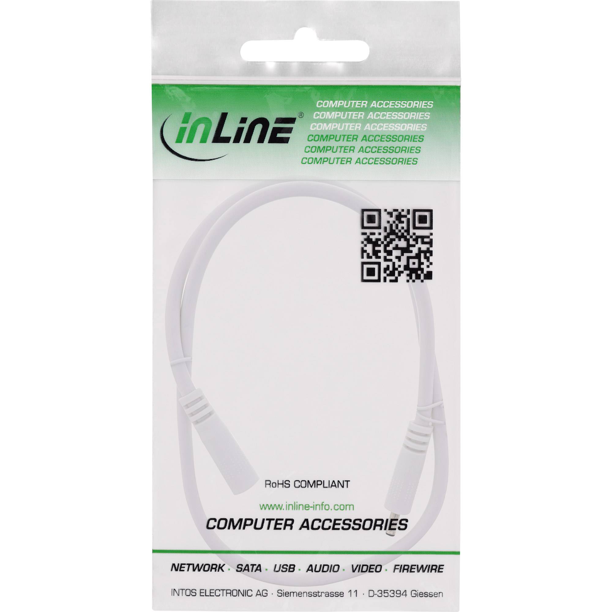 INLINE - DC Verlängerungskabel - DC Stecker/Buchse 3,5x1,35mm - AWG 18 - weiß 1m