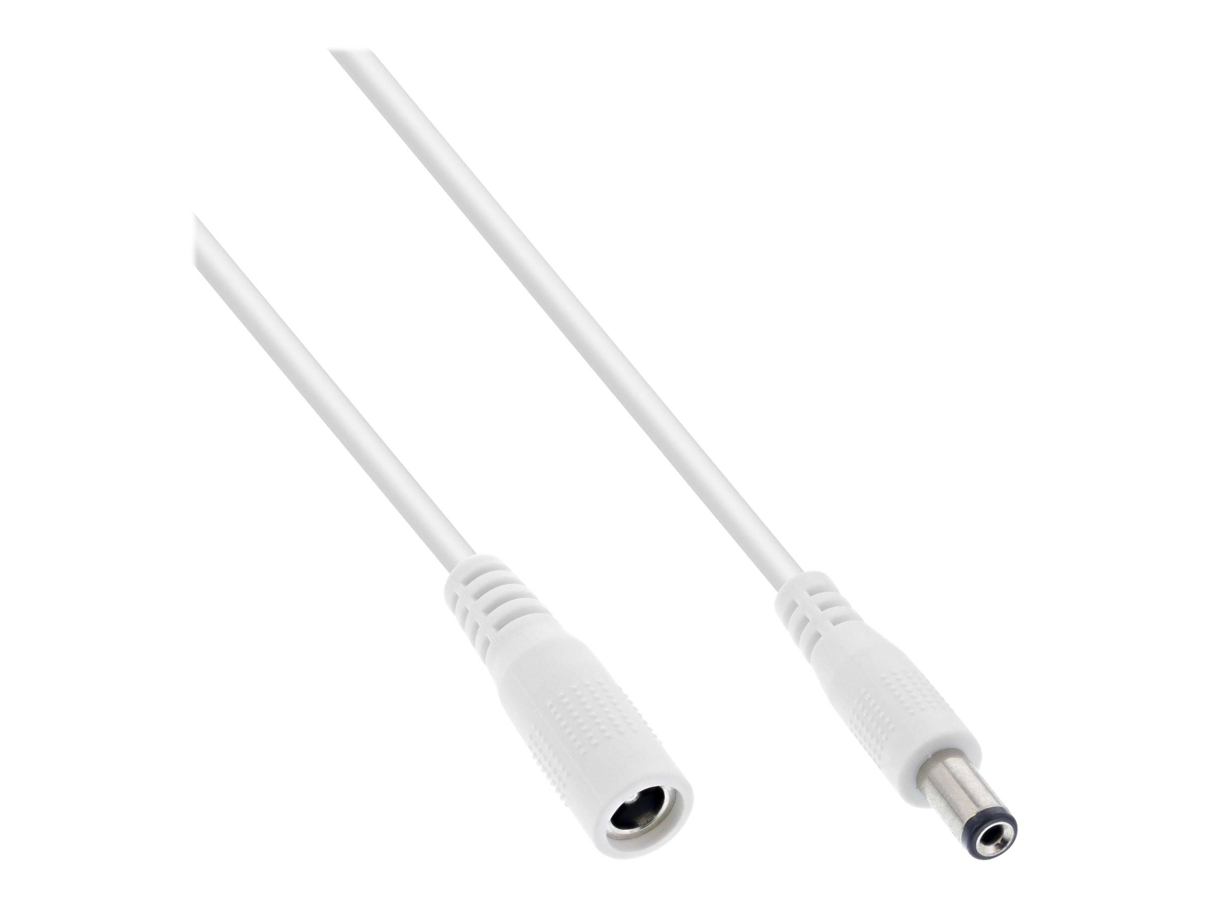INLINE - DC Verlängerungskabel - DC Stecker/Buchse 5,5x2,1mm - AWG 18 - weiß 1m