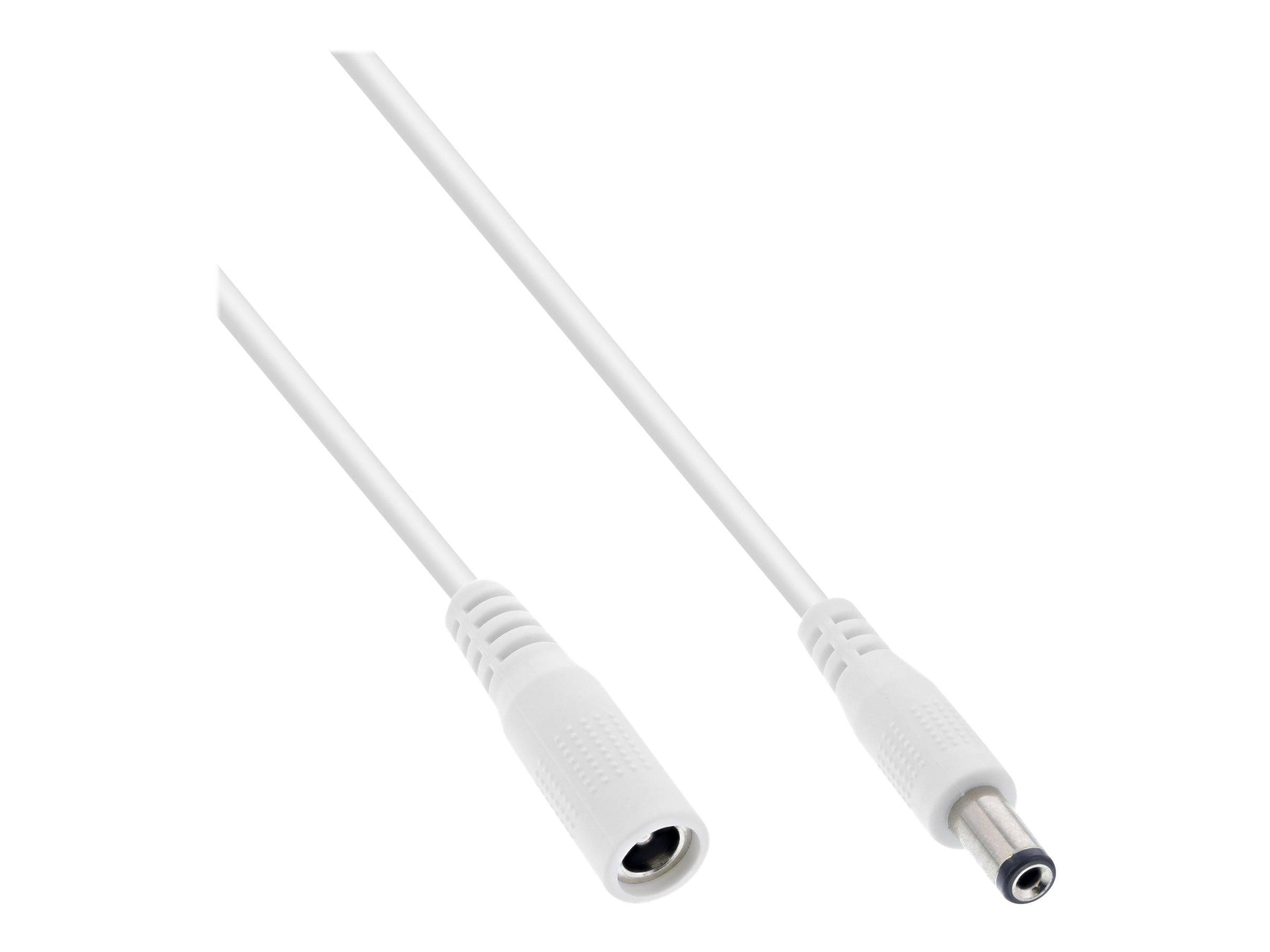 INLINE - DC Verlängerungskabel - DC Stecker/Buchse 5,5x2,1mm - AWG 18 - weiß 3m