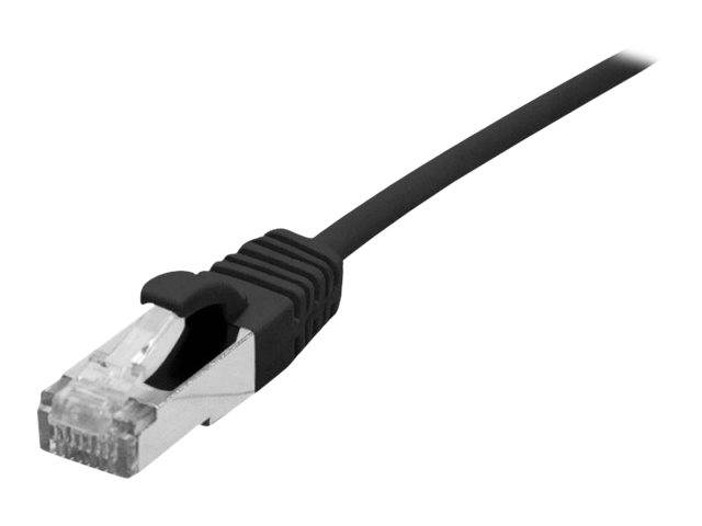 Dexlan Patchkabel Cat. 6A, S/FTP (PiMF), ultradünn, halogenfrei, mit Rastnasenschutz, schwarz, 2,0