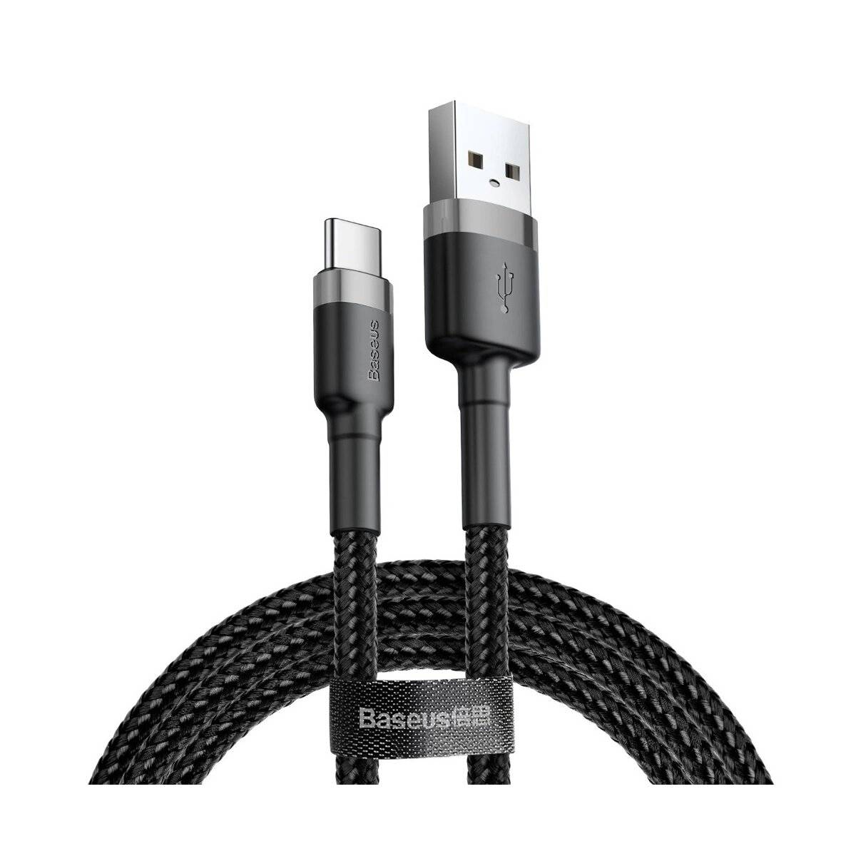Strapazierfähiges Nylonkabel USB / USB-C QC3.0 2A 2M - Baseus Cafule Kabel Schwarz-Grau