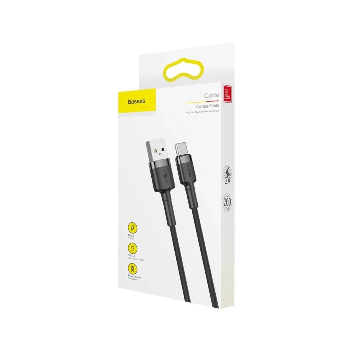Baseus Cafule Kabel USB-C 2A 2m (Grau+Schwarz)