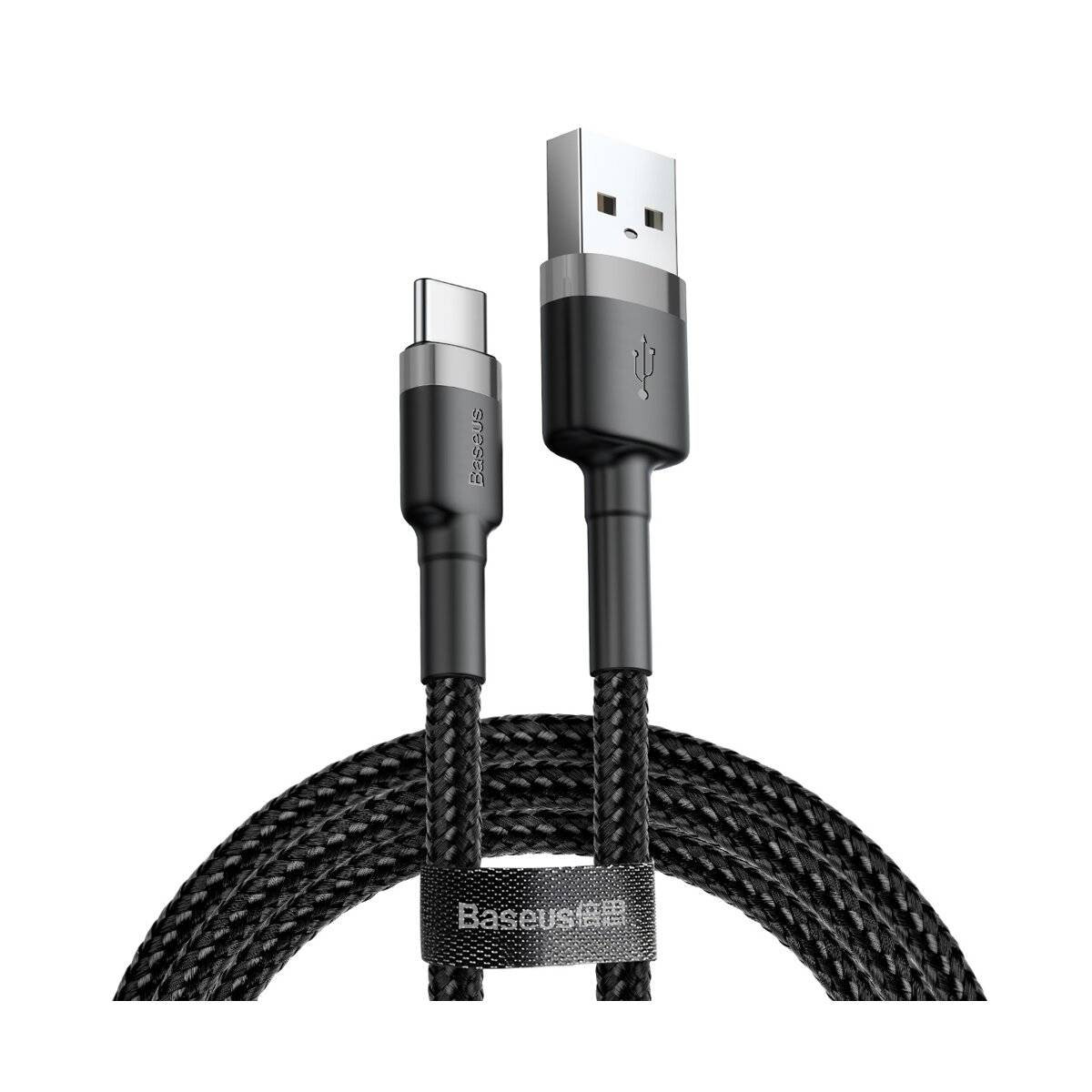 Baseus Cafule Ladekabel strapazierfähiges Nylonkabel USB / USB-C QC3.0 3A 1M schwarz-grau