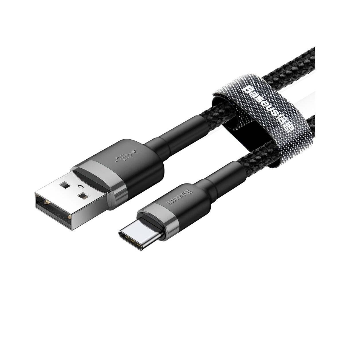 Baseus Cafule Ladekabel strapazierfähiges Nylonkabel USB / USB-C QC3.0 3A 1M schwarz-grau