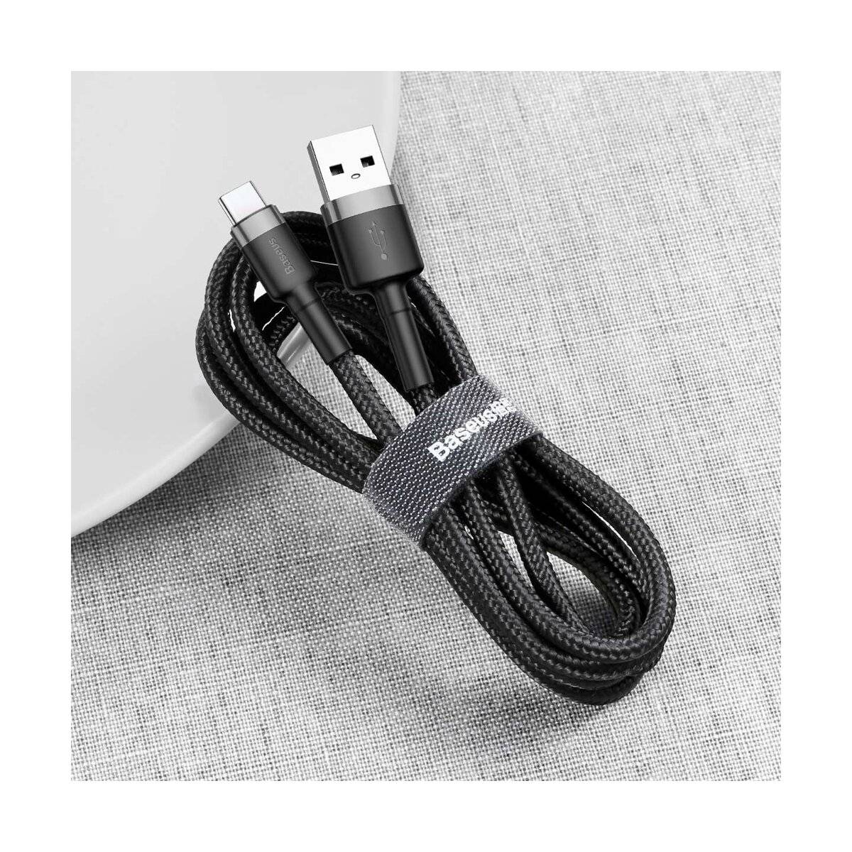 Baseus Cafule Ladekabel strapazierfähiges Nylonkabel USB / USB-C QC3.0 3A 1M schwarz-grau